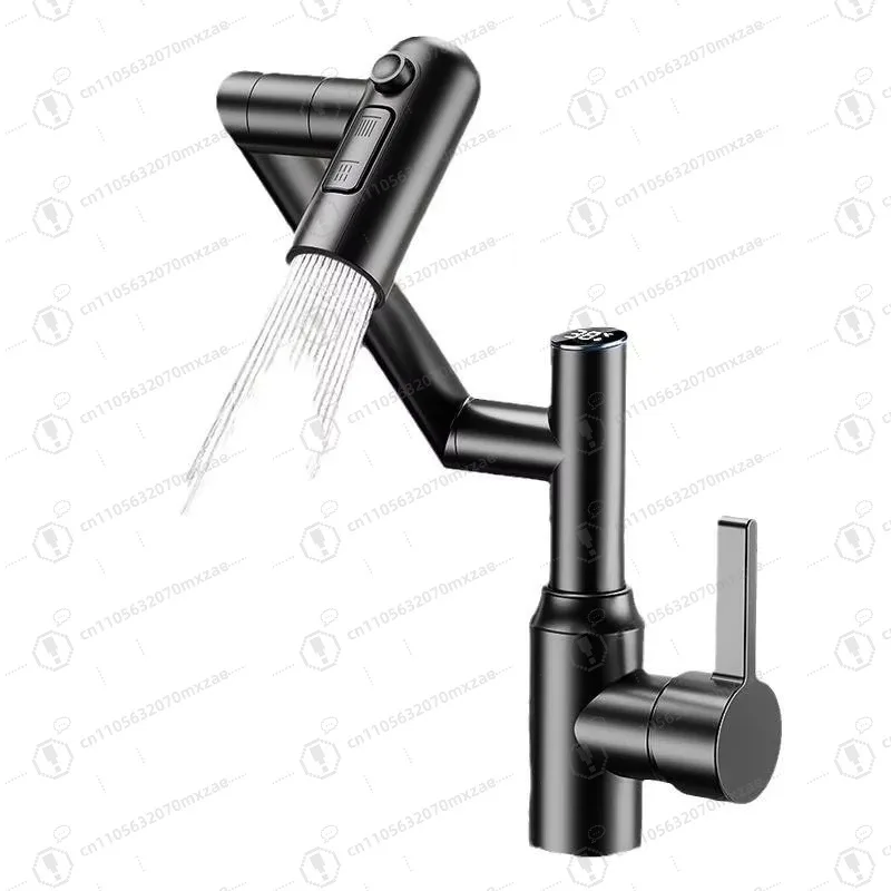

Extensible robotic arm faucet 360/1080 ° rotation, digital display, anti-splash filter three-way water outlet