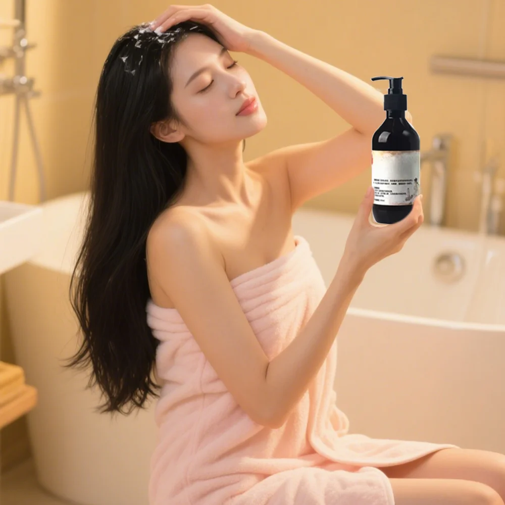 300ml Herbal Natural  Shampoo Plant  Liquid Grey Hair  White Hair Removal Turn Permanent Black Hair Care