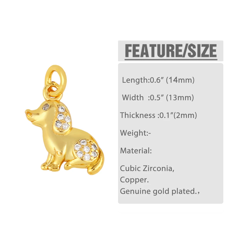 OCESRIO Cute Animal Charms for Jewelry Making Copper Gold Plated Lucky Dog Deer Turtle Eagle Bracelet Necklace DIY chma185