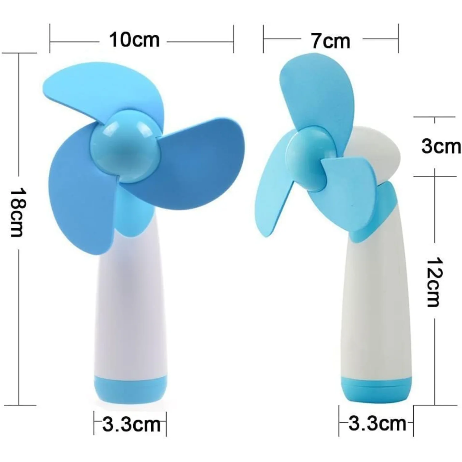 พัดลมมินิ พัดลมส่วนตัว แบตเตอรี่ ใบมีดโฟมนุ่ม ขับเคลื่อนสําหรับการเดินทาง (สีน้ําเงิน 1 ชิ้น)