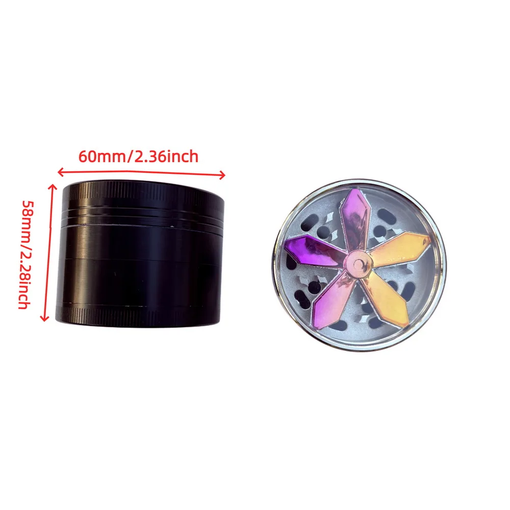 New Chrome Colorful Color 4 Layers 60mm Transparent Cover Smoke Cutter Cigarette Crusher Spice Mill Zinc Alloy Tobacco Grinder