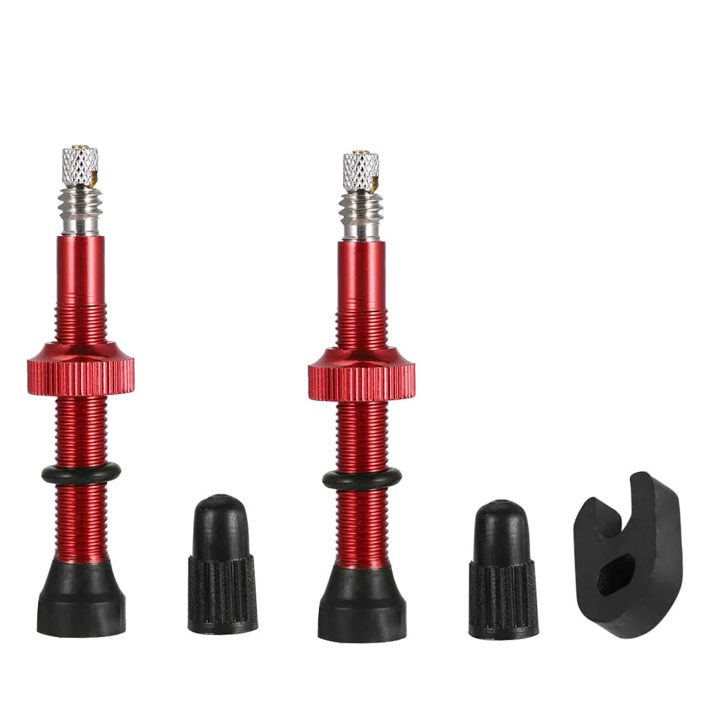 2pcs Mountain Bicycle Tubeless Valves Road Alloy Copper Rubber Core Solid Color Vacuum Nozzle Tire Accessories Cycle Supplies