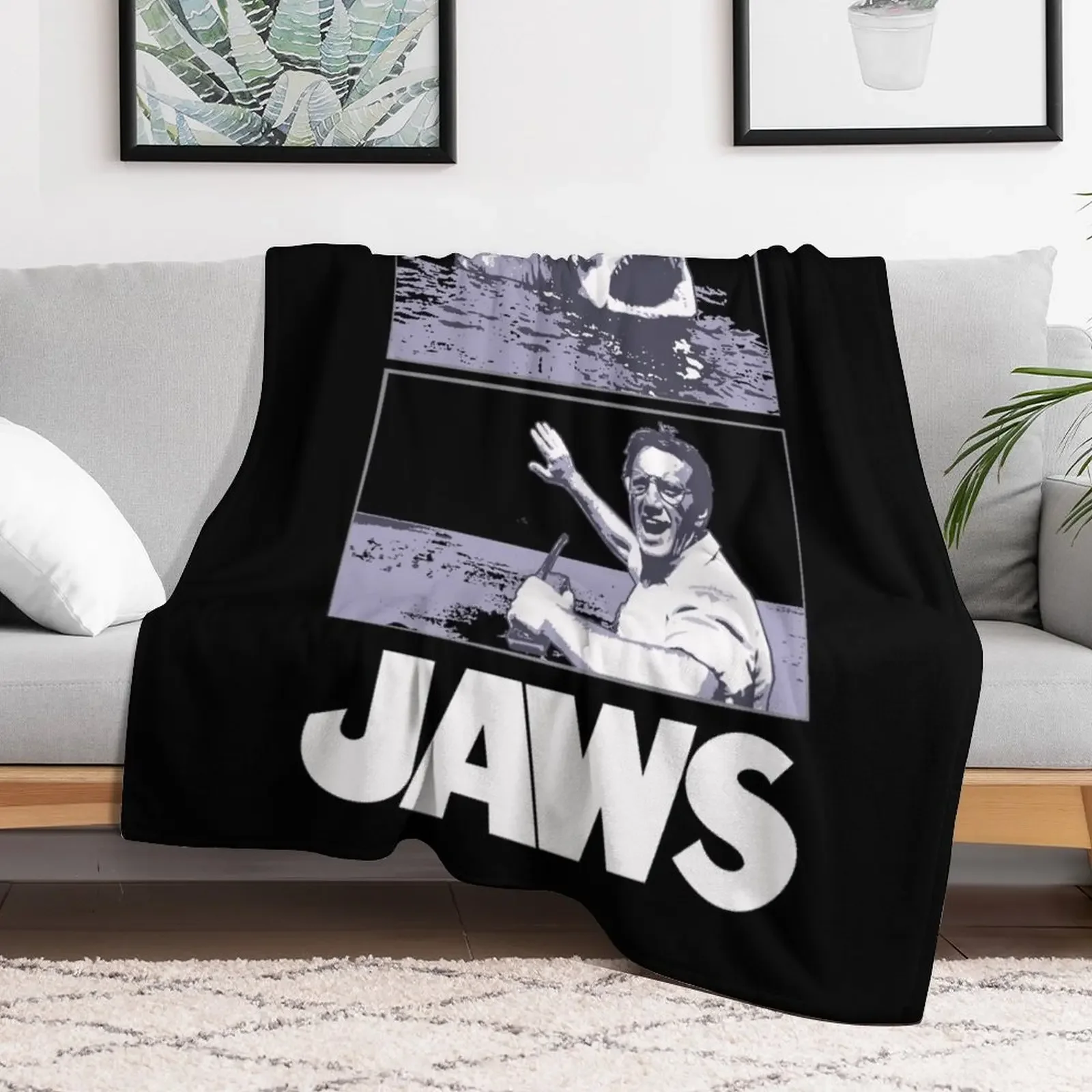 Jaws 1975 movie fan art Throw Blanket Soft Comfort Blanket for Reading Watching TV