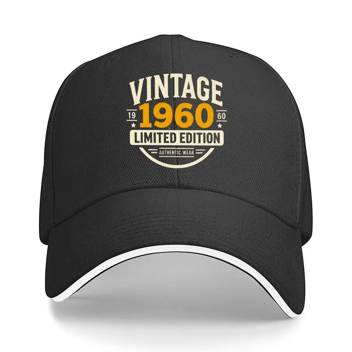 Vintage 1960 Limited Edition Authentic Wear Birthday Design Sandwich Baseball Cap Outdoor Workouts Sun Hat