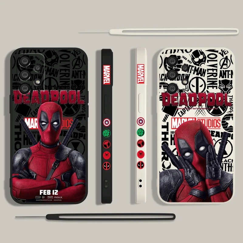 Marvel Superhero Deadpool Phone Case For Samsung A55 A53 A33 A52 A32 A71 A51 A21S A35 A25 5G Liquid Left Rope Funda