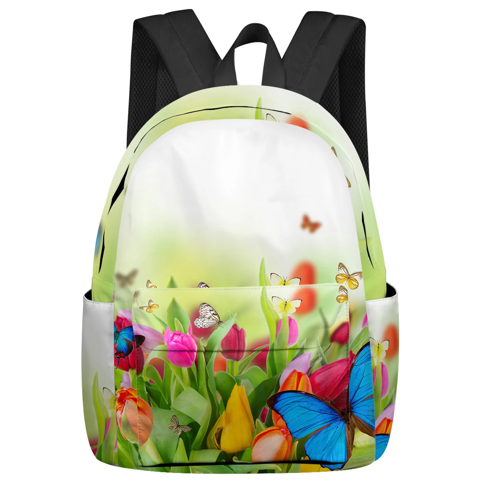 Butterfly Tulip Leaf Flower Backpack School Bags for Teenagers Girls Students Laptop Bag Women's Casual Travel Backpack