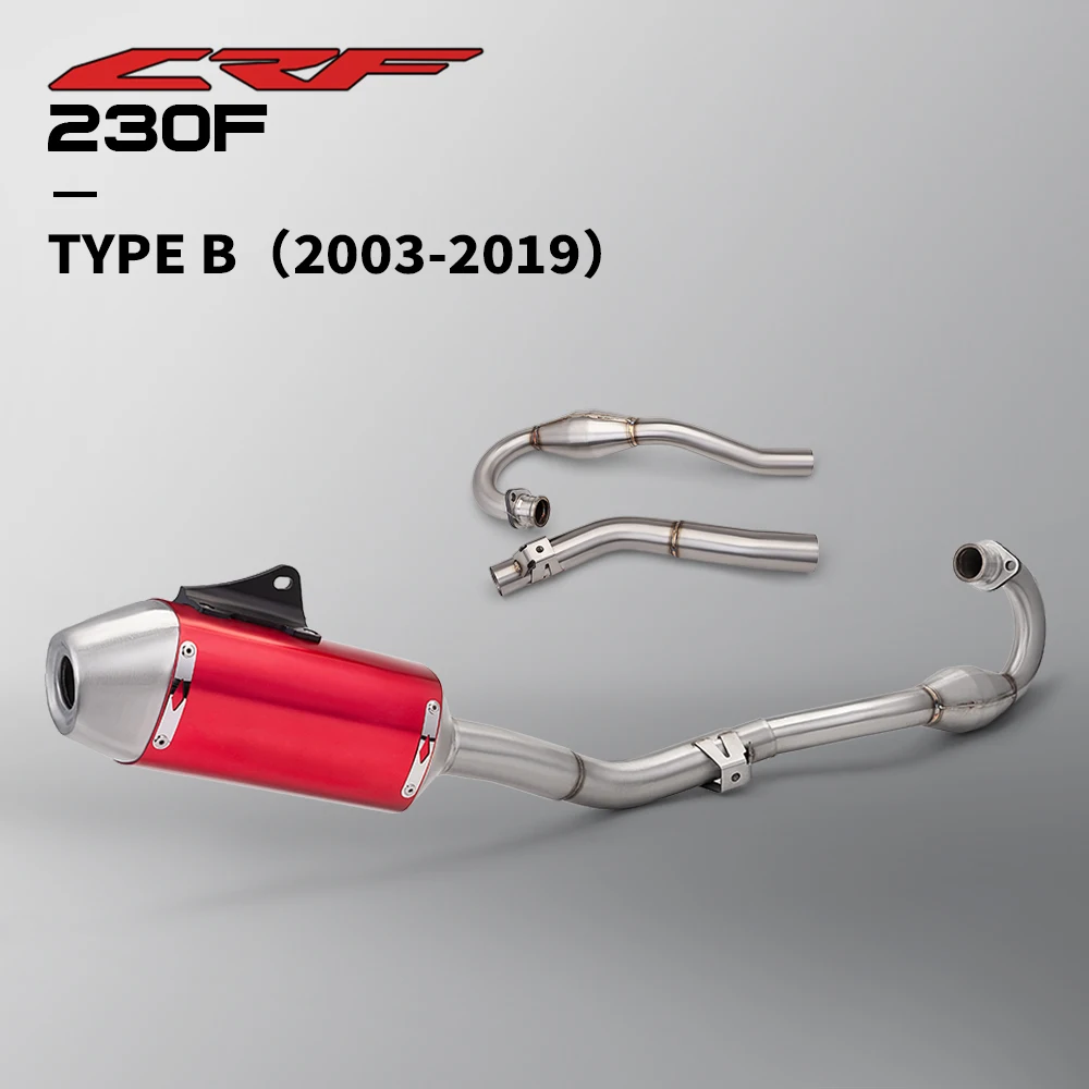 For CRF230F Exhaust Kit 2003-2019 Stainless Steel Front Link Pipe Tail Section Muffler Slip On Moto Exhaust System Parts