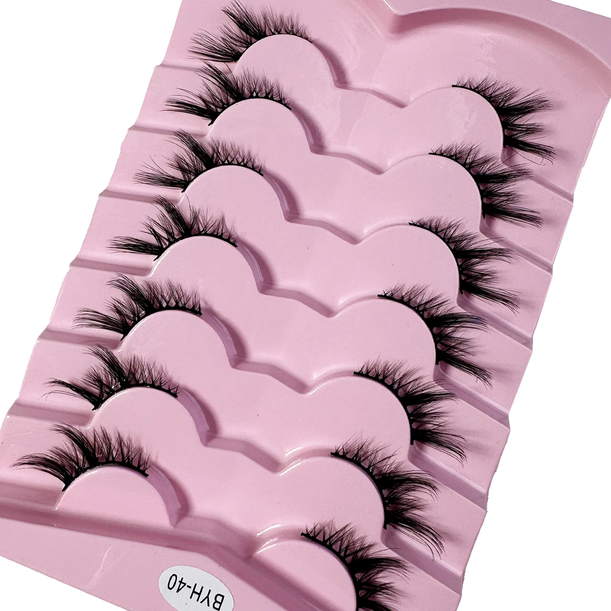 7 ペアハーフ偽まつげソフトナチュラルルックキャットアイまつげうっすらと交差したふわふわまつげ