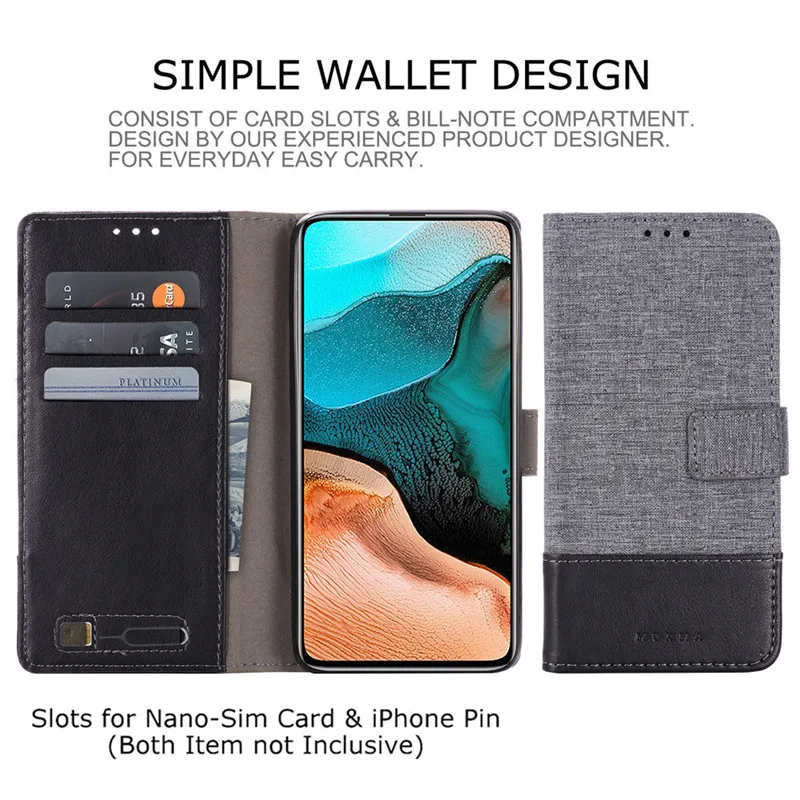 For Xiaomi Mi 8 SE/MAX 3/Max2/Redmi K30 Pro Muxma Canvas Artificial Leather Flip Cover Stand Card Pocket Wallet Case