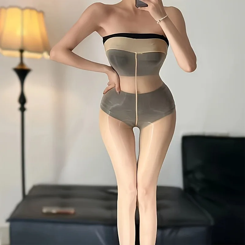1 Paar Damen Übergrößen Ölglänzende Transparente Strumpfhose mit Hoher Taille, Elastisch, Ultradünn, Schimmernde Strümpfe, Pferdeöl-Nylon Aurora-Strumpfhose – Detail 6