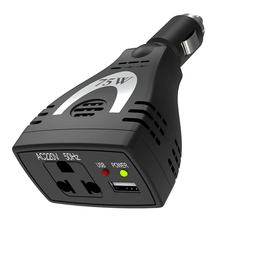 

Automotive Power Inverter 75W DC 12V to AC 110V 220V Transformer with USB Output Compatible with Various Digital Equipment