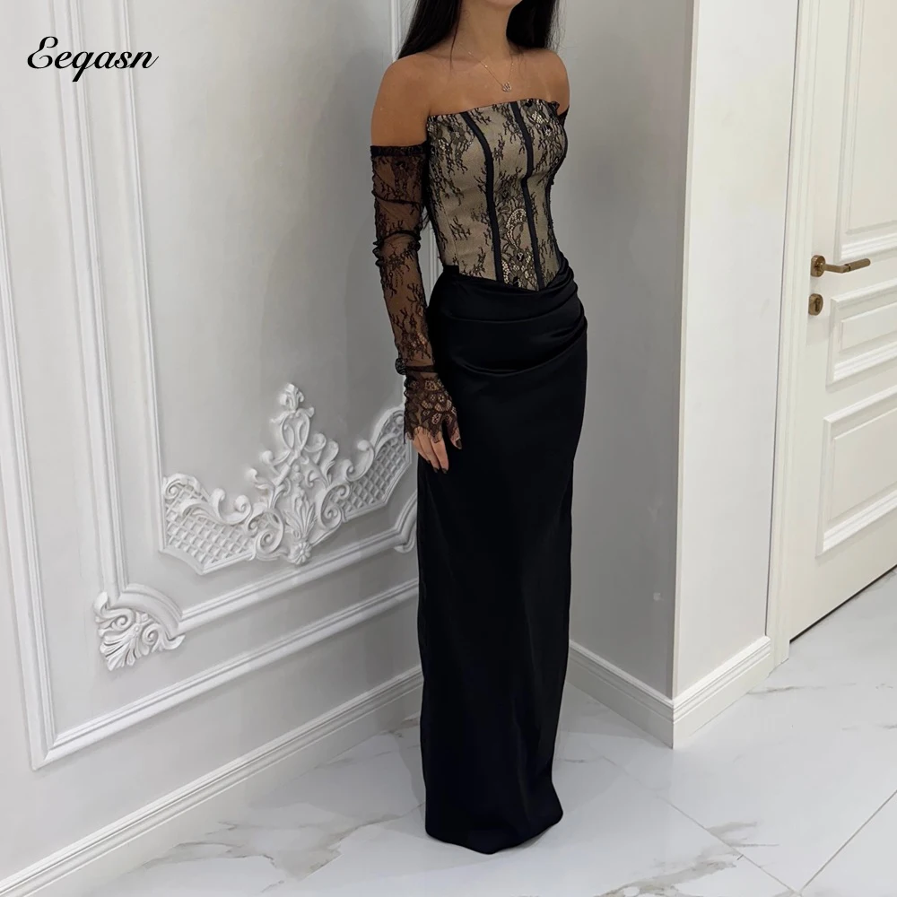 

Customized Modern Style Matching Jersey Mermaid Strapless Long Sleeves Dress Bespoke Occasion Dresses Evening High Quality