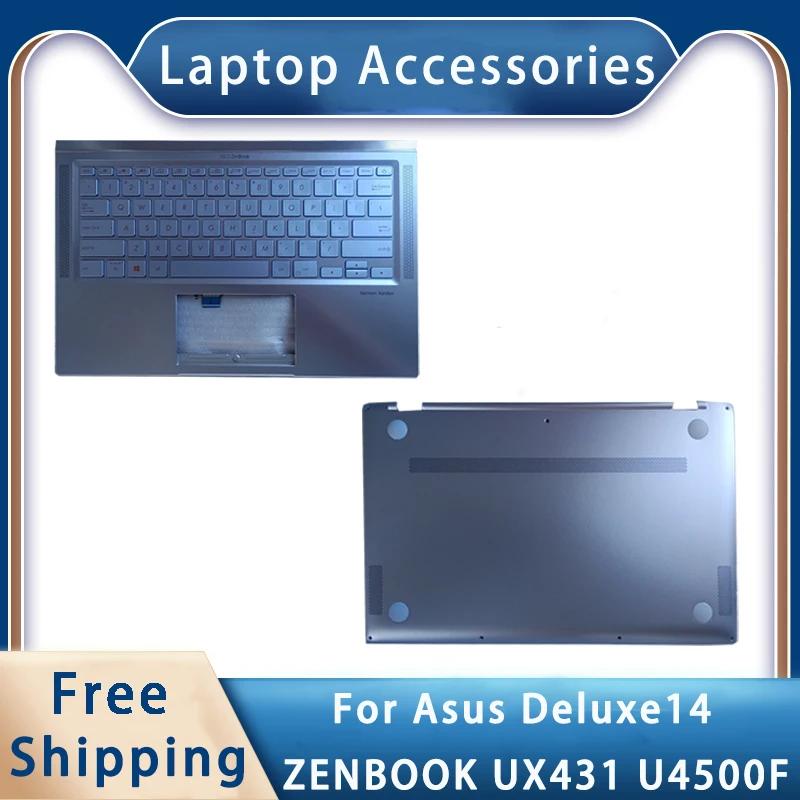 New For Asus Deluxe14 ZenBOOK UX431 U4500F Replacemen Laptop Accessories Palmrest/Bottom/Keyboard With Backlight Silvery