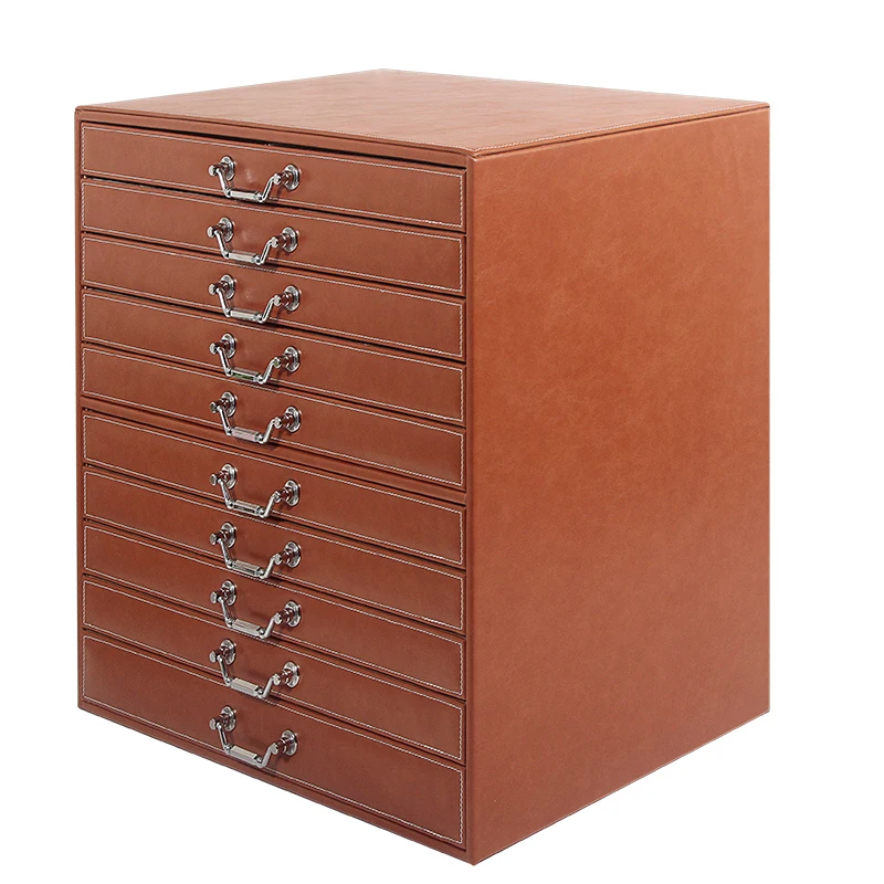 Real Leather Large Capacity Jewelry Organizer Box 10-Drawer Spacious Jewelry Storage for Watch Necklace Ring Earring Collection