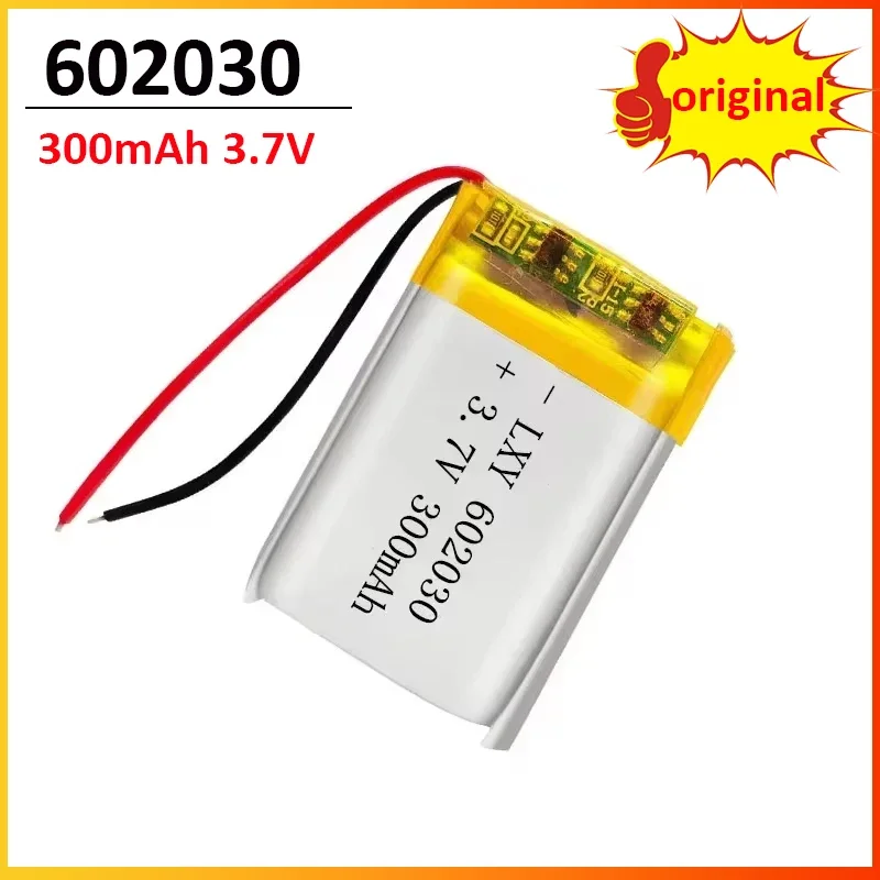 Original 602030 rechargeable lithium battery 300mAh 3.7V Bluetooth MP3 wireless card recorder LED light toy lithium ion battery