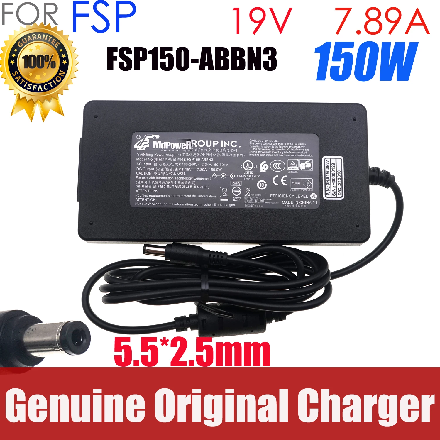 

Original FSP150-ABBN3 19V 7.89A 7.9A 150W 5.5*2.5mm AC Adapter Laptop Charger for ASUS G53S G53SX G73SW G73JH G73JW N552V N552VX
