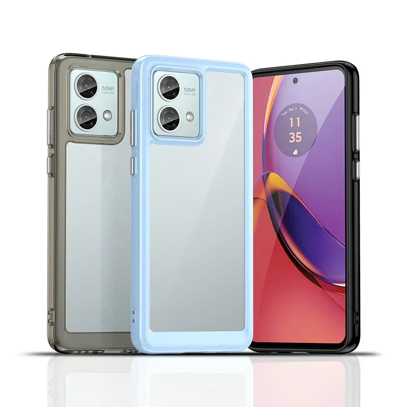 Colorfull Transparent TPU Case for Motorola G85 E14 G04S G14 G24 G34 G54 G84 Protective Cover Shockproof Clear Frame Shell Funda