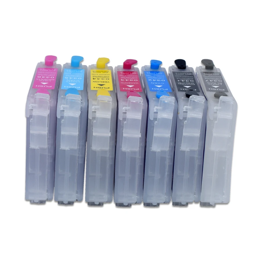 T0341-T0348 Refillable Ink Cartridge With ARC Chip For Epson Stylus Photo 2100 2200 Printer (PBK MK C M Y LC LM LK )