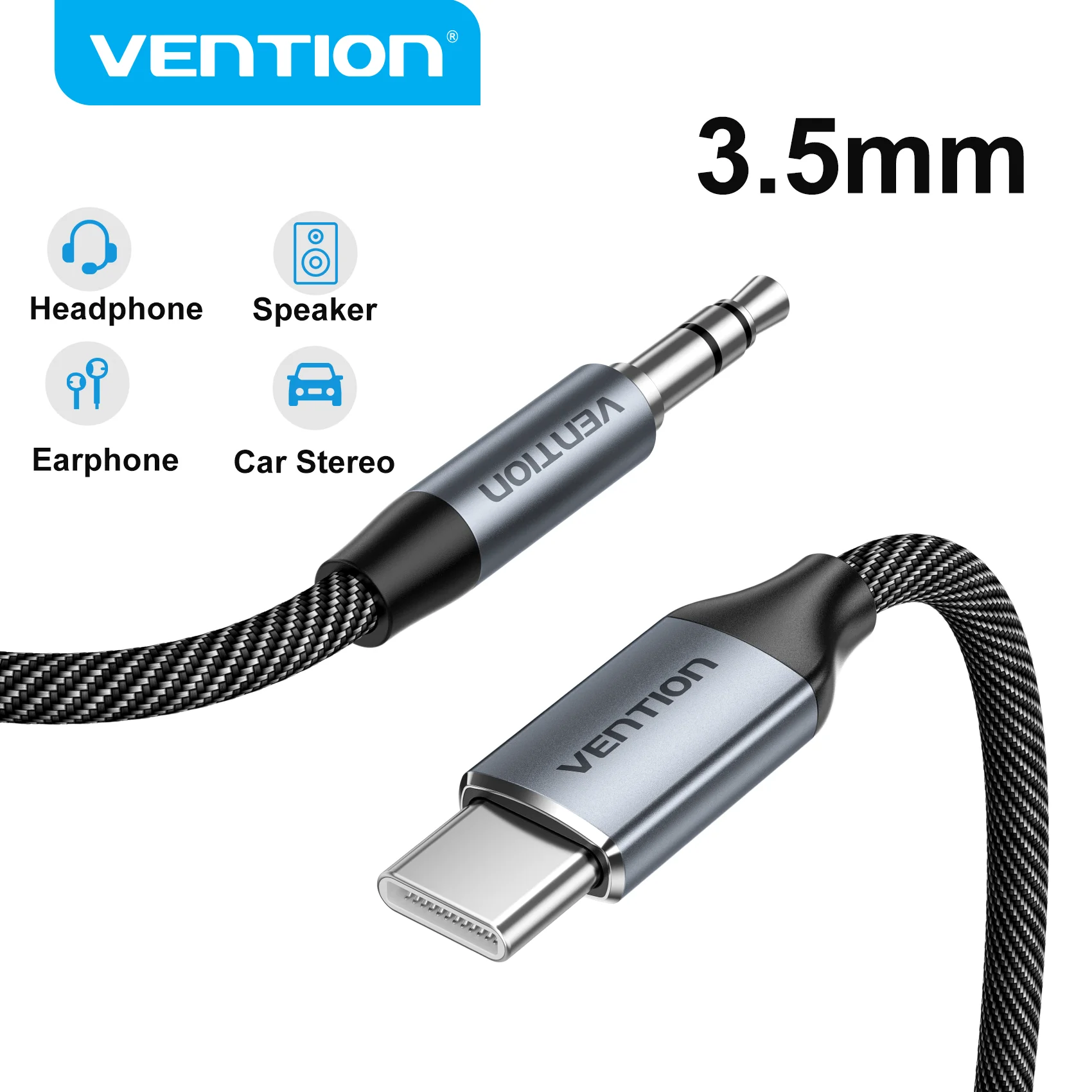 Vention USB Type C naar 3.5mm naar Oortelefoon USB C Kabel Aux Hoofdtelefoon 3.5 Jack Speaker Adapter Audio Kabel voor iPhone 18 Huawei P70