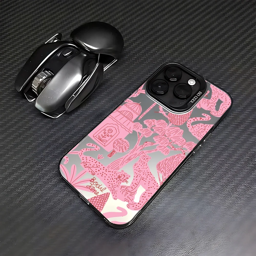 

INS Style Cute Pink Leopard Phone Case For iPhone 16 15 14 13 12 11 Pro Max XR XS MAX 7 8 PLUS MINI INS Luxury Matte Cover ﻿