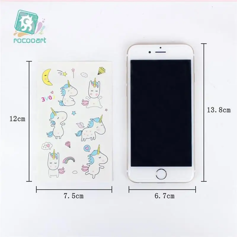 Cute Rainbow Unicorn Design Waterproof Temporary Tattoos Stickers For Kids Girl Children Gift Water Transfer Fake Tattoo