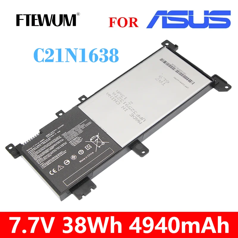 FTEWUM Laptop Battery 2Cells C21N1638 7.7V 4940mAh 38Wh For ASUS For ASUS VivoBook 14 X442UR X442UQ X442UN F442U F442UR A480U