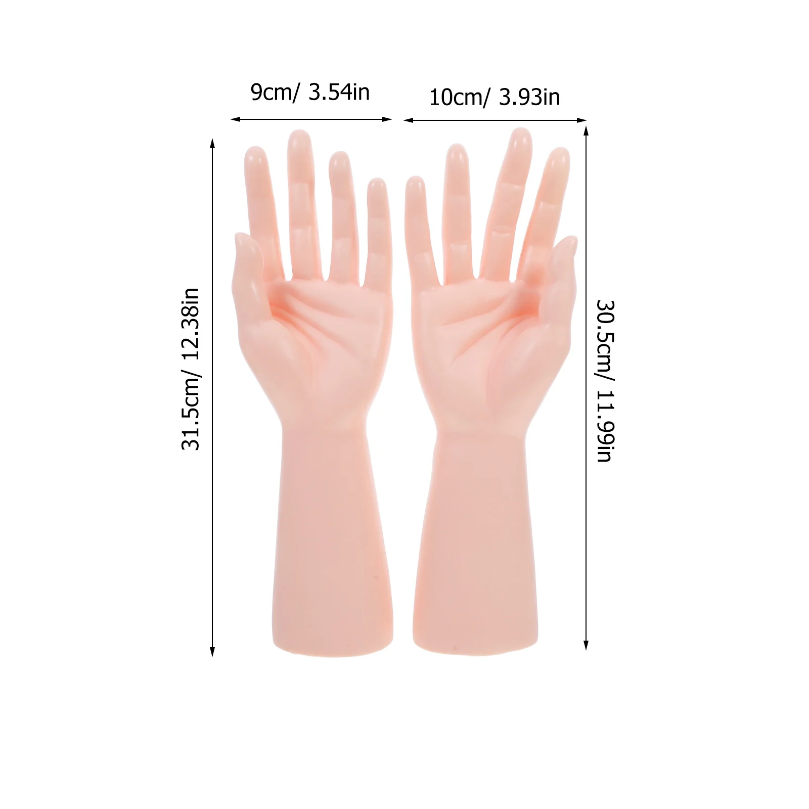 2pcs Hand Decoration Display Props Realistic Mannequin Hands For Jewelry Ring Bracelet Watch Showcase Stable Base Multi-Function