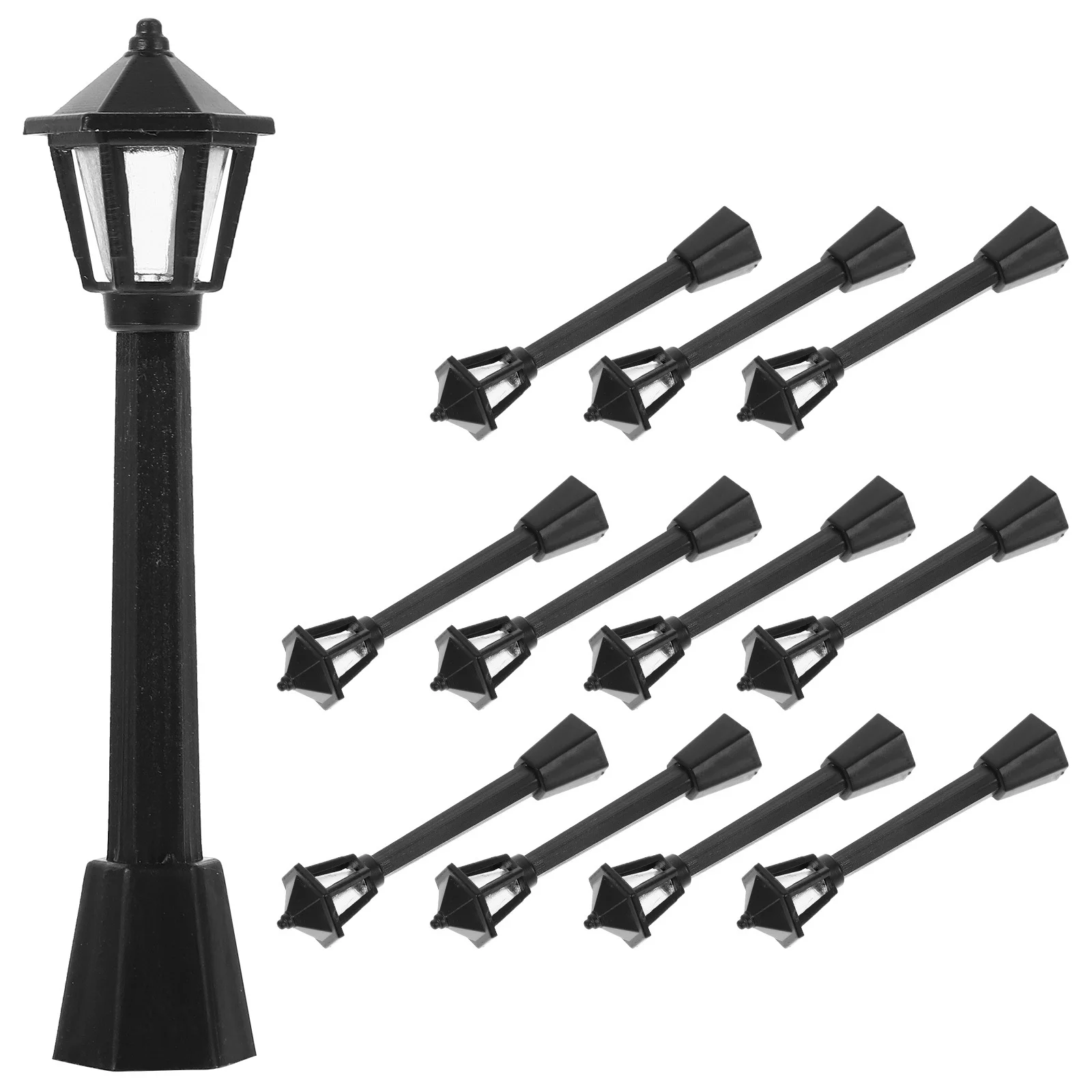 12 قطعة من البلاستيك حديقة مصباح الشارع أضواء ساحة مضيئة صغيرة محاكاة ضوء الشارع الصغيرة ديكور حديقة منزل صغير ملحق ذاتي الصنع #6