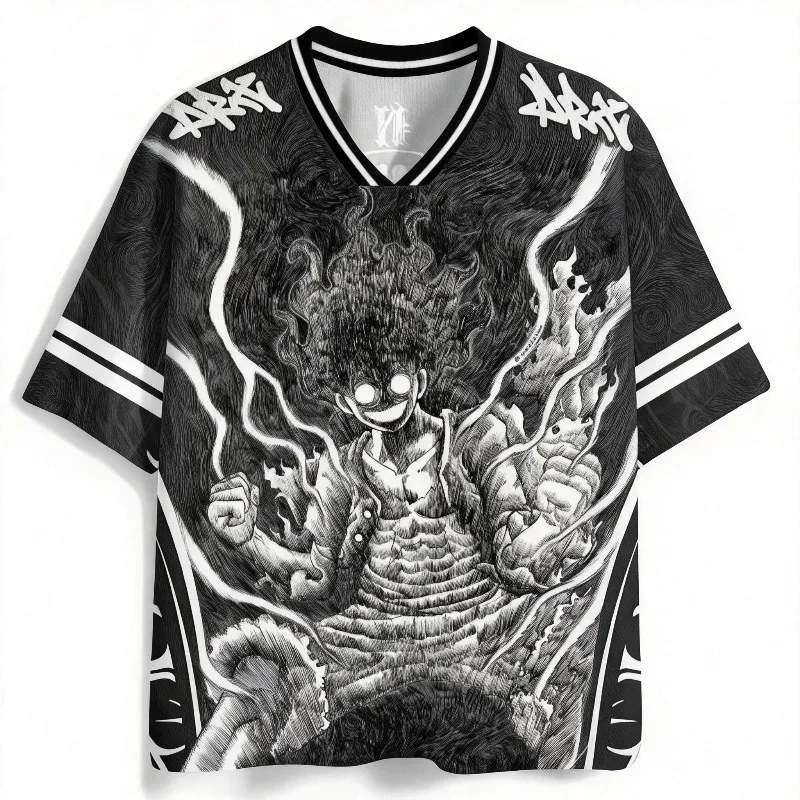 2026 _ New Style _ Fashion _ One Piece Anime _ Fun Jerseys _ Luffy _ Campus Style Short Sleeves _ Sports Style Mesh Fabric
