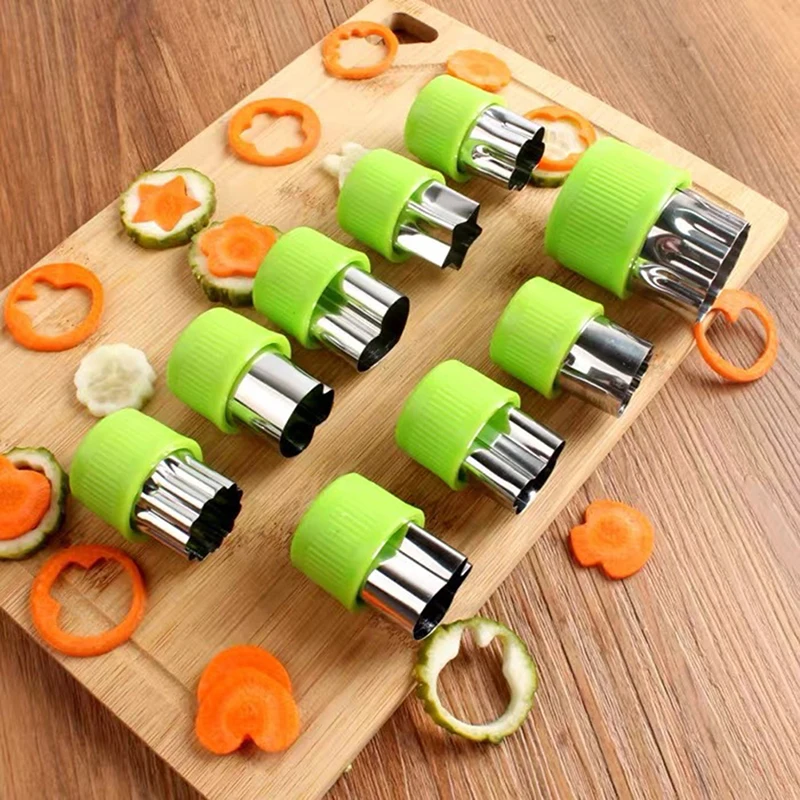 1Set Multi-Style Vegetables Cookie Cutter Embossing Mould Portable Cook Tools Stainless Steel Fruit Cutting Die Kitchen Gadgets