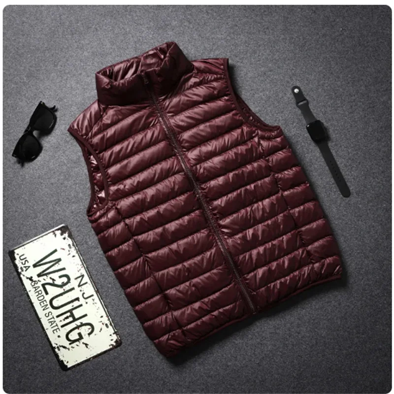 FGKKS 2023 Brand Sleeveless Down Jacket For Men Pure Warm Pocket Vest Coat High Quality Lightweight Down Duck Vest Coats Male