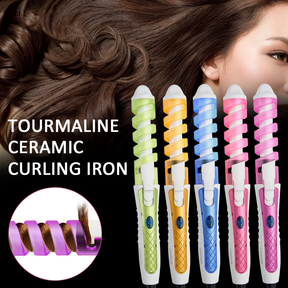 Automático espiral cabelo curling vara, cerâmica cônica, anti-escaldante, volume cabelo encrespador, salão estilo encrespadores, encrespador elétrico, v