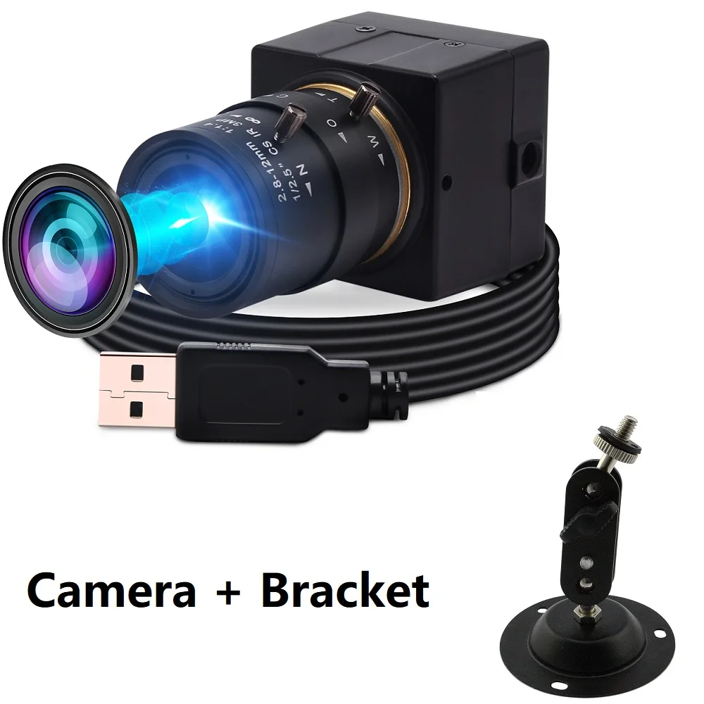 ELP 8MP IMX179 High Resolution USB Webcam CCTV 5-50mm Varifocal Lens Mini Security USB Camera with Bracket  for Inspection