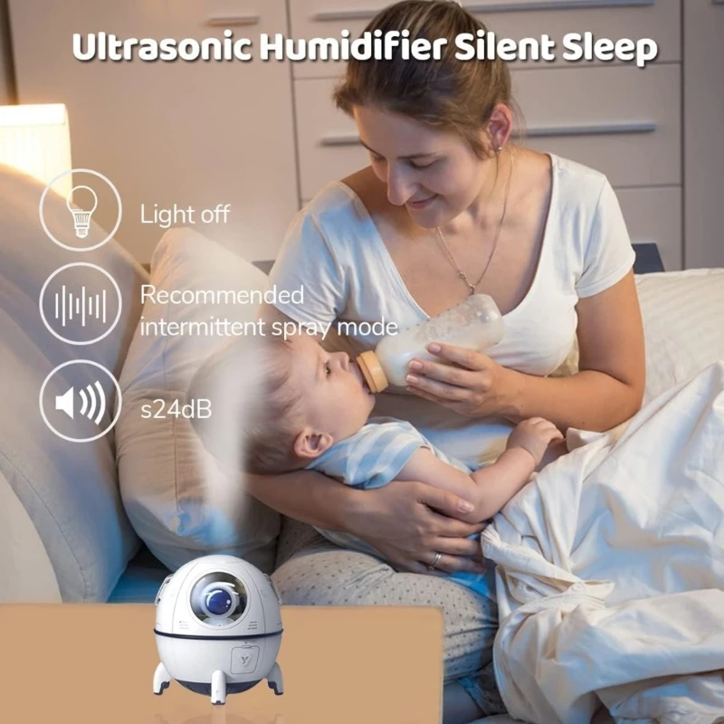 Cute Space Capsules Air Humidificador com luz LED, Umidificador de Névoa Ultrasonic USB, Quarto Home portátil, 220ml