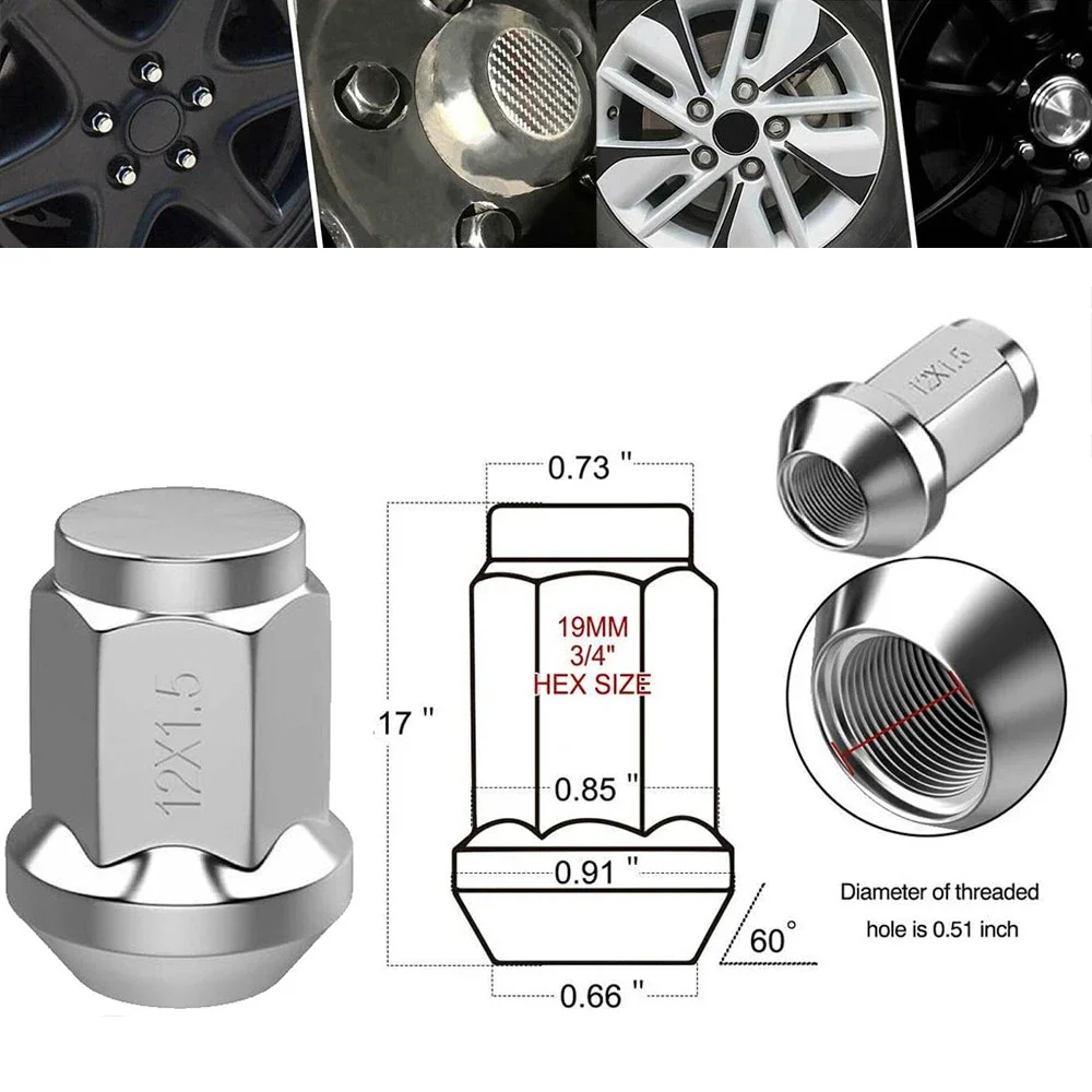 16 20 24pcs Universal Car Wheel Lug Nuts  35MM Alloy Anti-theft Wheel Lock Nut M12*1.5 M12*1.25 Wheel Lugs Nut Car Accessories