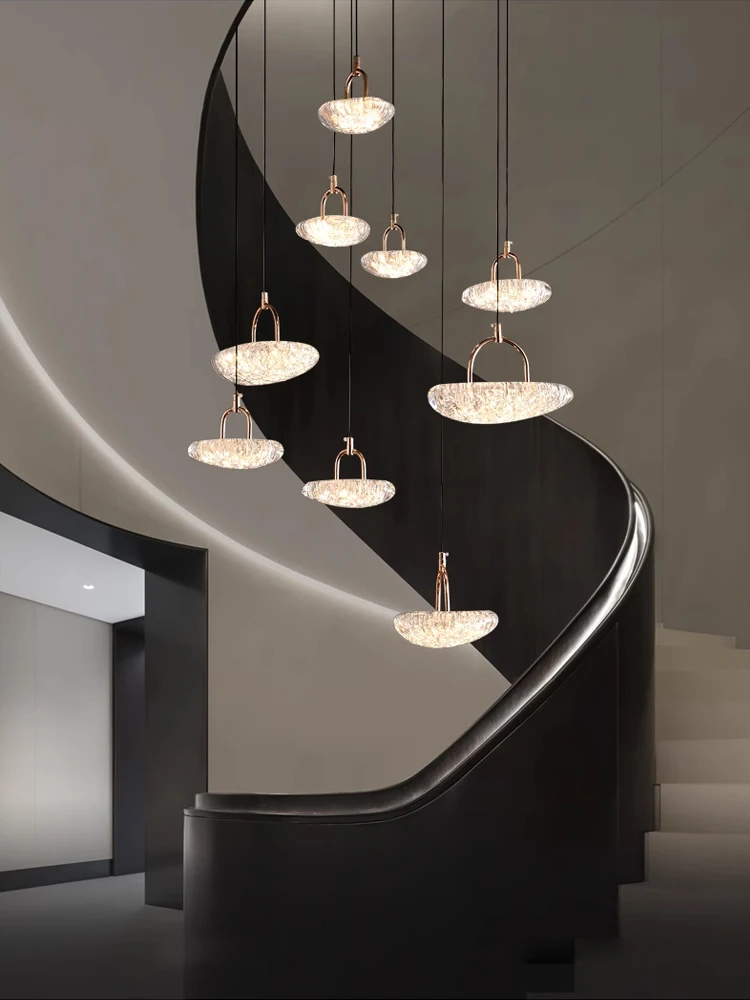 American Retro Staircase Lighting Decoration Luxury Villas Restaurants Creative Living Rooms Light Luxury Art Chandeliers Stairc