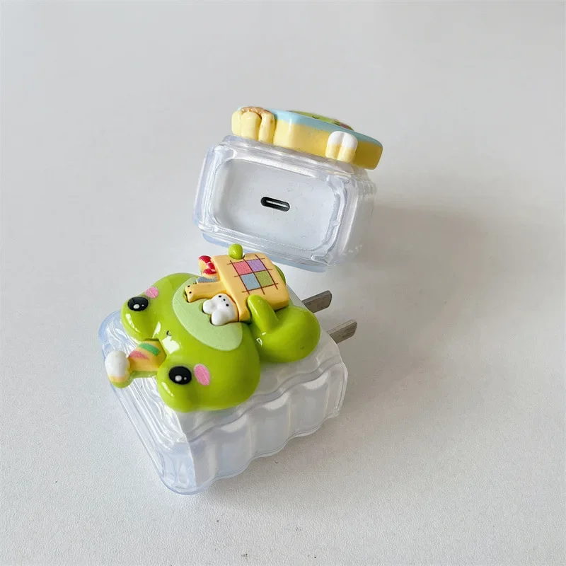 Cute Frog Design Charger Cable Protector Cover Case for IPhone 15 14 13 18/20W Original Charger Data Cord Winder Protective