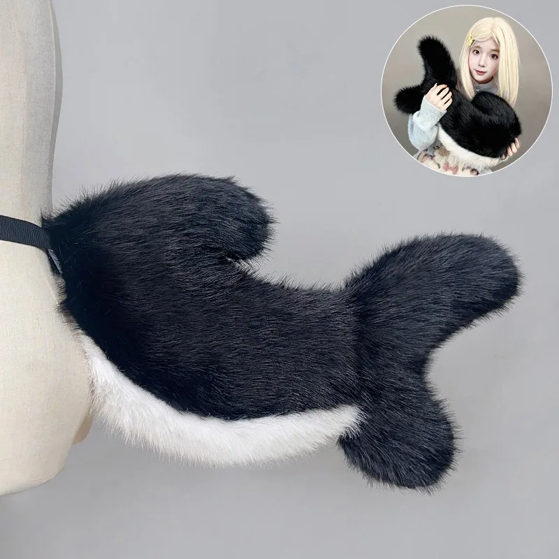 

Anime Shark Shape Tails Kig Furry Cosplay Prop Cute Animal Plush Tail Plush Fursuit Costume Accessories for Halloween Party
