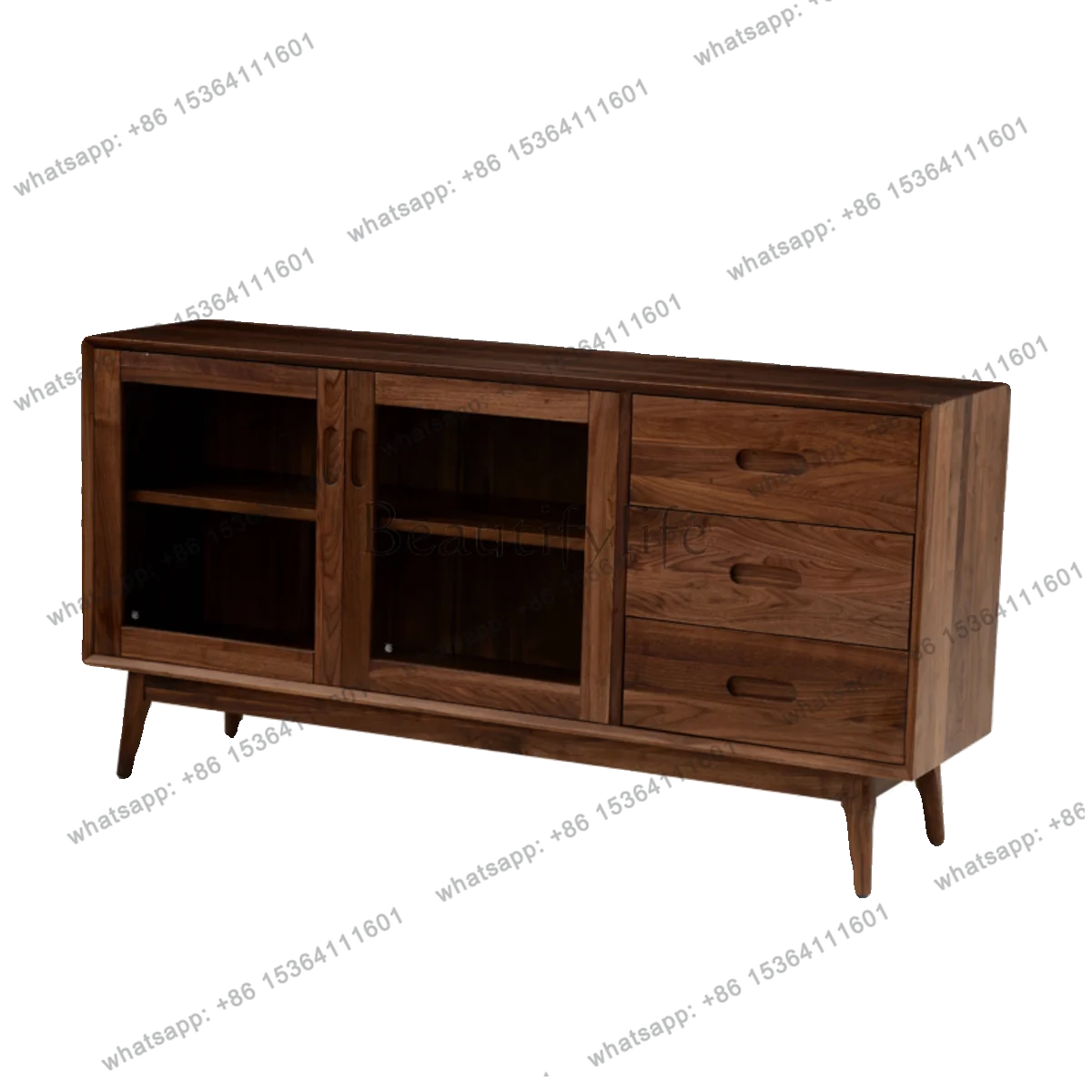 

North American black walnut dining side cabinet retro simple all solid wood locker