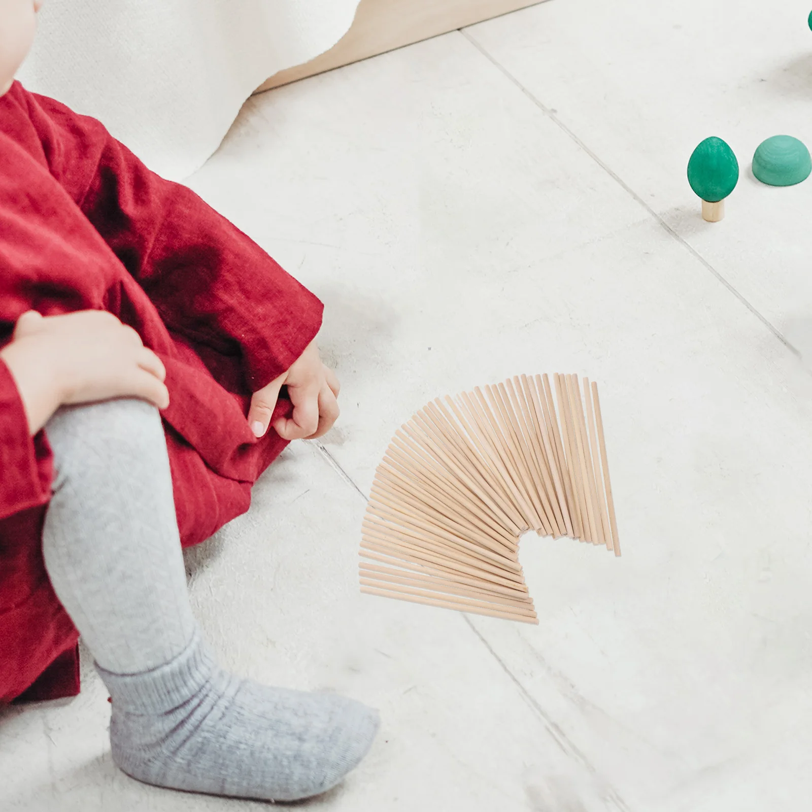 

50pcs Natural Wood Sticks For Craft Unfinished Wooden Dowel Rods Diy Play Hand Eye Coordination Family Activity