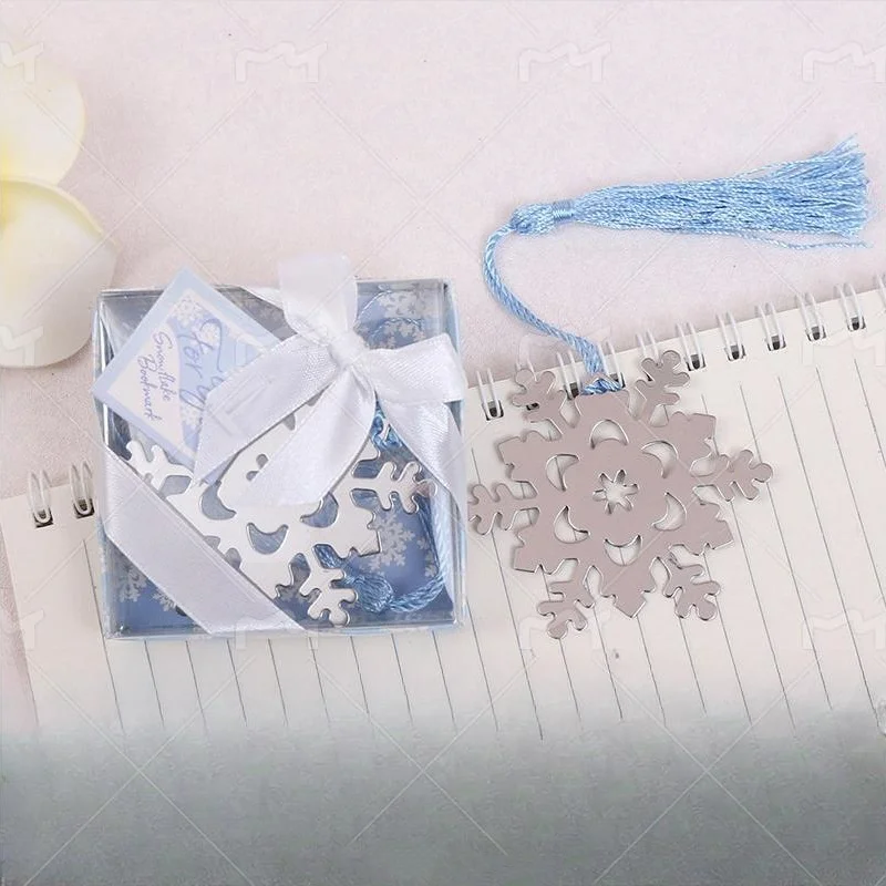 

50pcs Snowflake metal tassels Bookmark Wedding supplies lottery game gift wedding Favor back To School student's favors