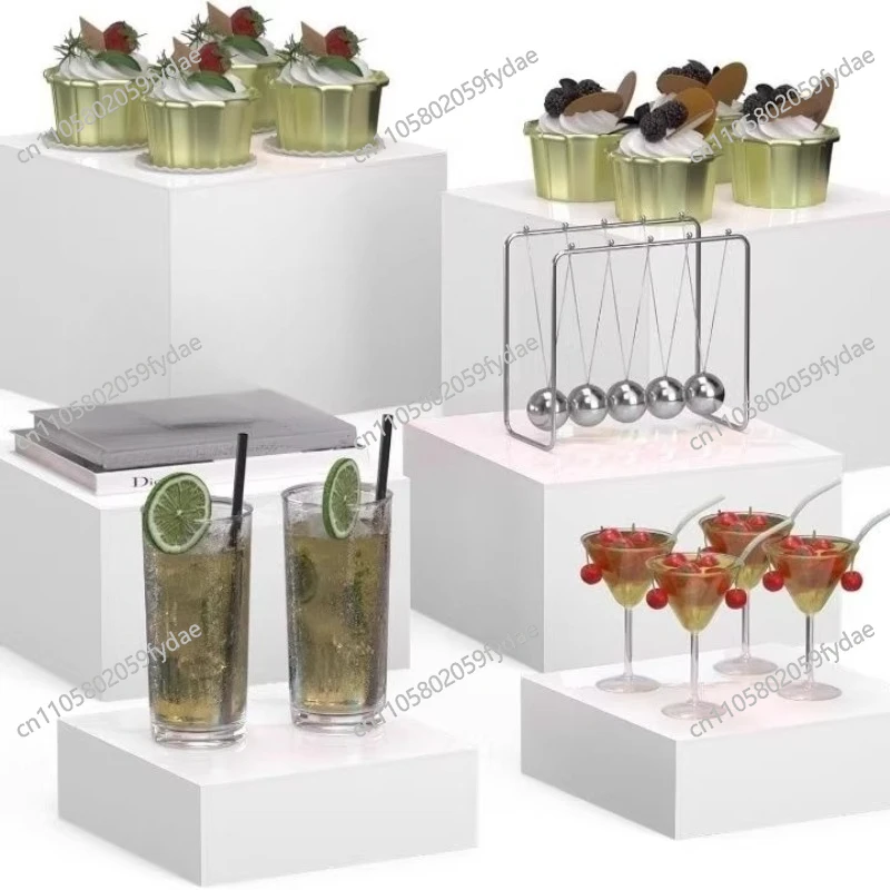 Acrylic Display Boxes Cube Riser, Food Display Stands for Party Buffet Risers White Cake Stand Acrylic Square Food