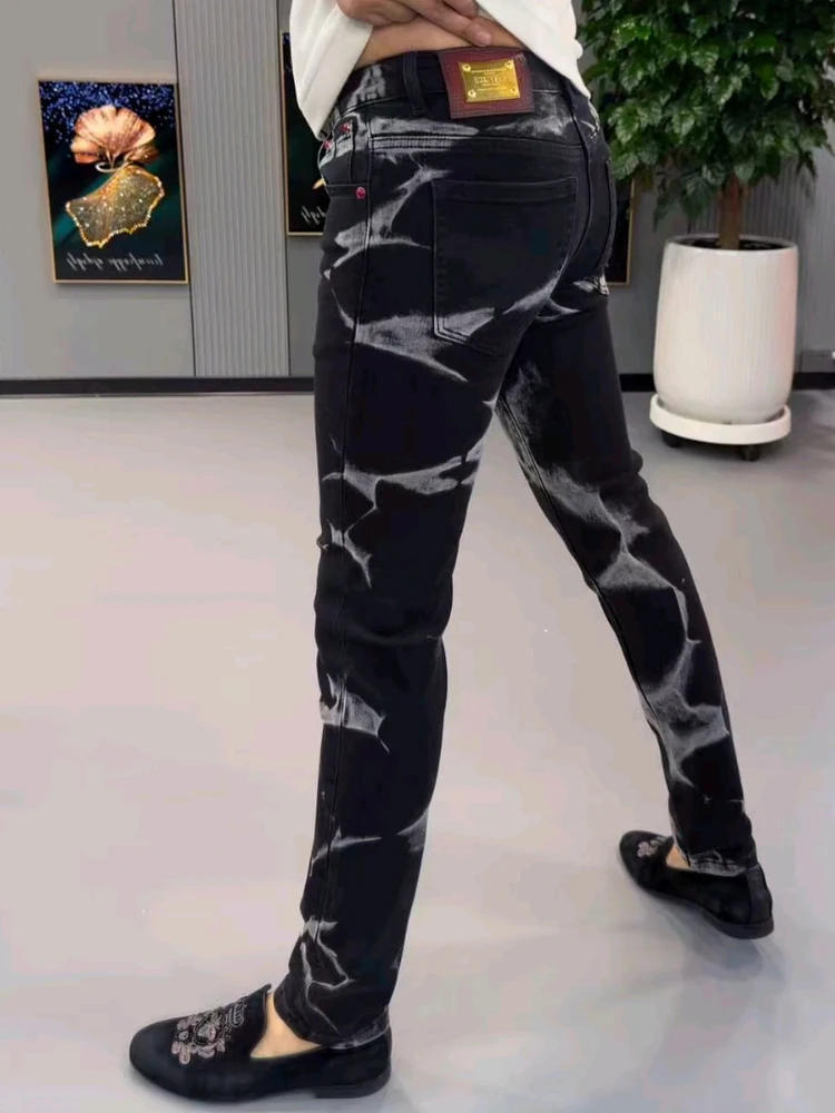 

Высококачественные мужские джинсы из денима: универсальные, осенняя новинка, зауженный крой, прямые штанины, повседневная одежда, с антибактериальной обработкой