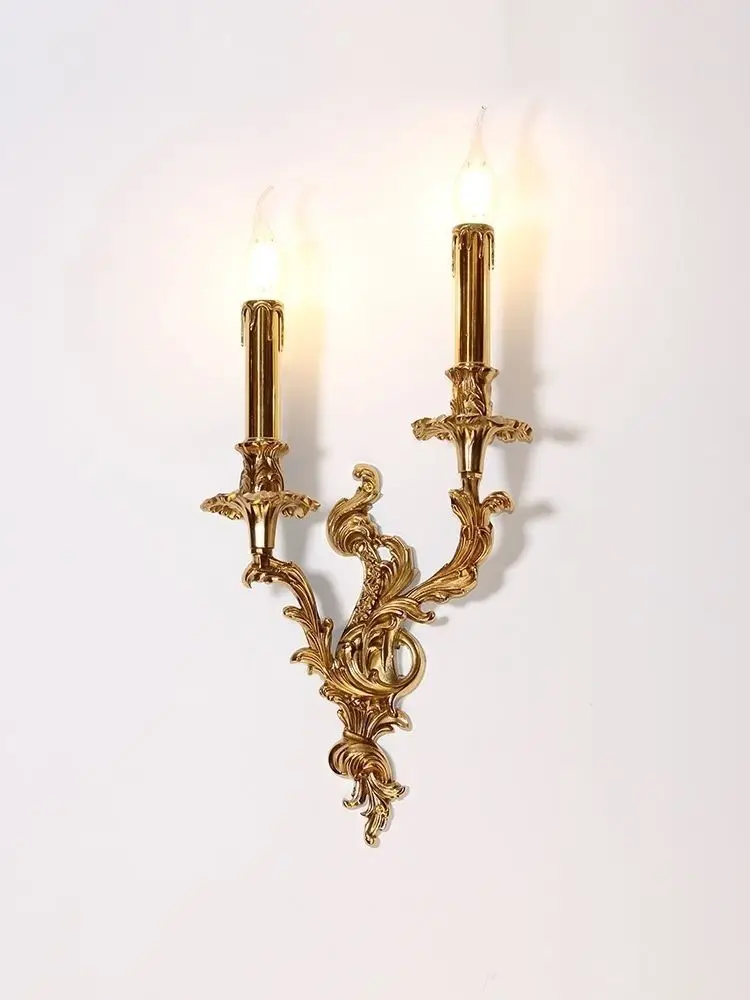 

European style full copper candle wall lamp, luxurious LED lamp, decorative lamp for the living room background wall.