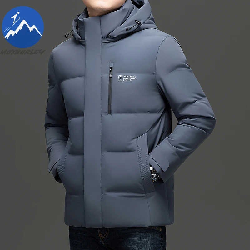 90% Duck Down Long Jacket Men\'s Winter Thick Warm Detachable Hooded Down Jacket Casual PU Leather Waterproof Coat Men\'s Clothing