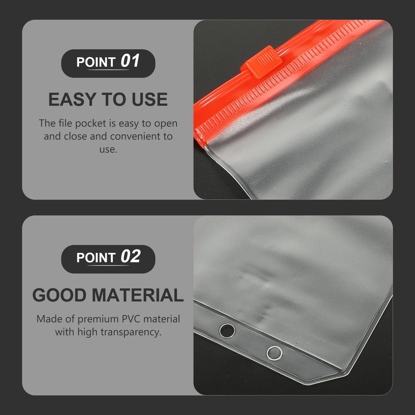 12 Pcs Transparent Bag Notebook Storage Document Pvc Zip Loose Leaf Sleeve Notepad Colorful Binder Pouch Pocket Decorative