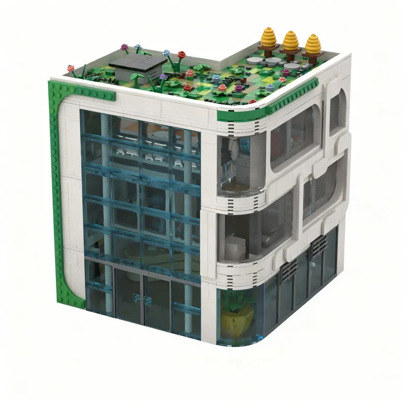 2511pcs MOC Modern Corner Office Model Building Blocks Toys Construction Christmas Gift DIY Education Creative Birthday Assemble