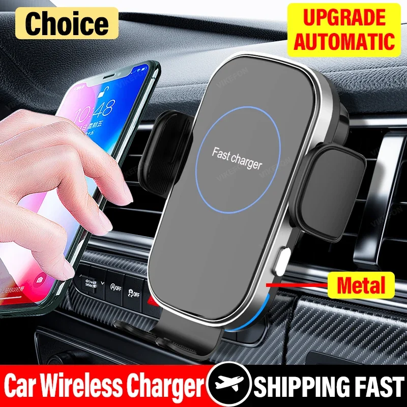 

Car Wireless Charger Automatic Car Mount Phone Holder Stand 15W Fast Charging Station for iPhone 15 14 13 12 Pro Samsung Xiaomi
