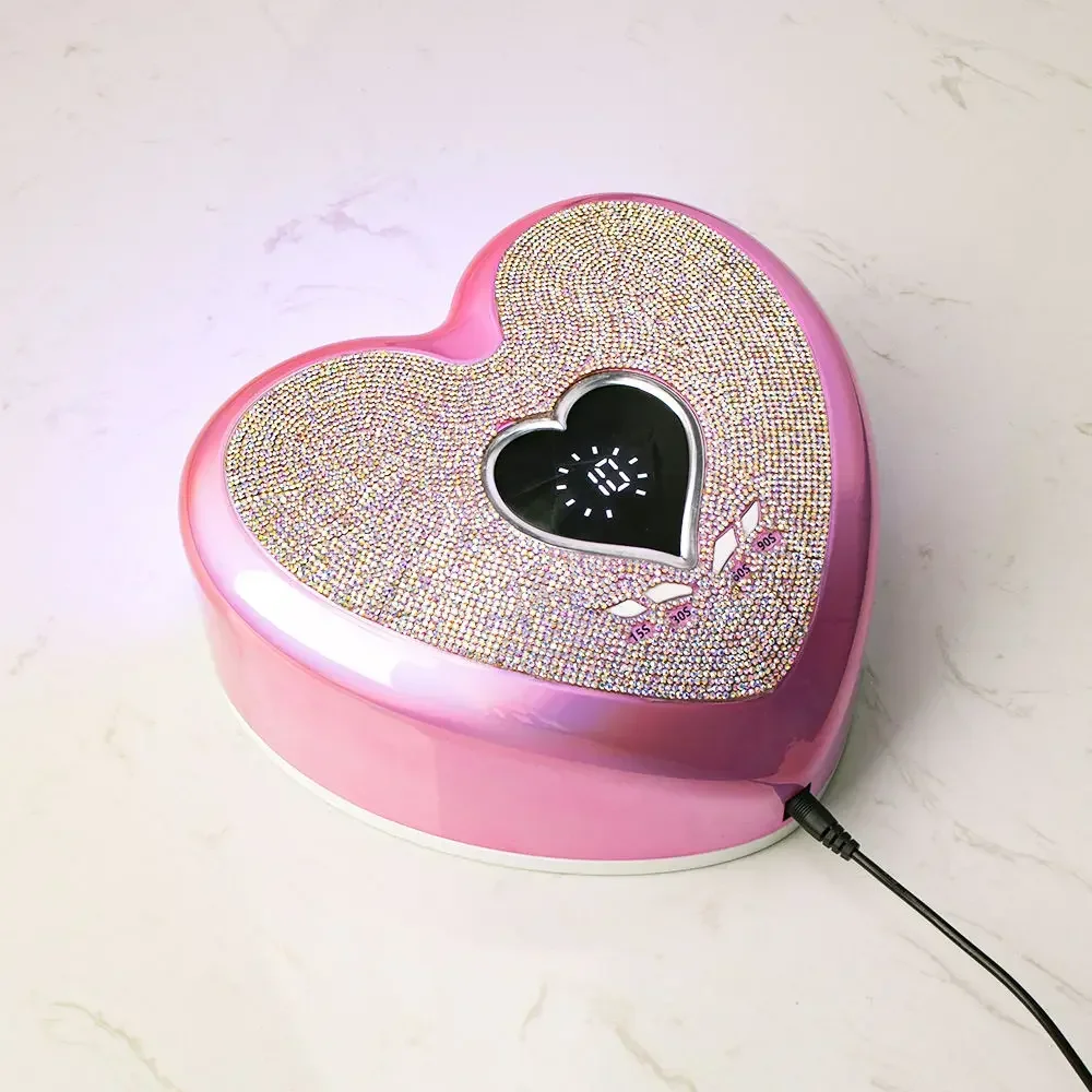 Wholesale Bling Nail Dryer 2022 Crystal Nails UV Gel Polish Heart Pink Diamond Nail Lamp