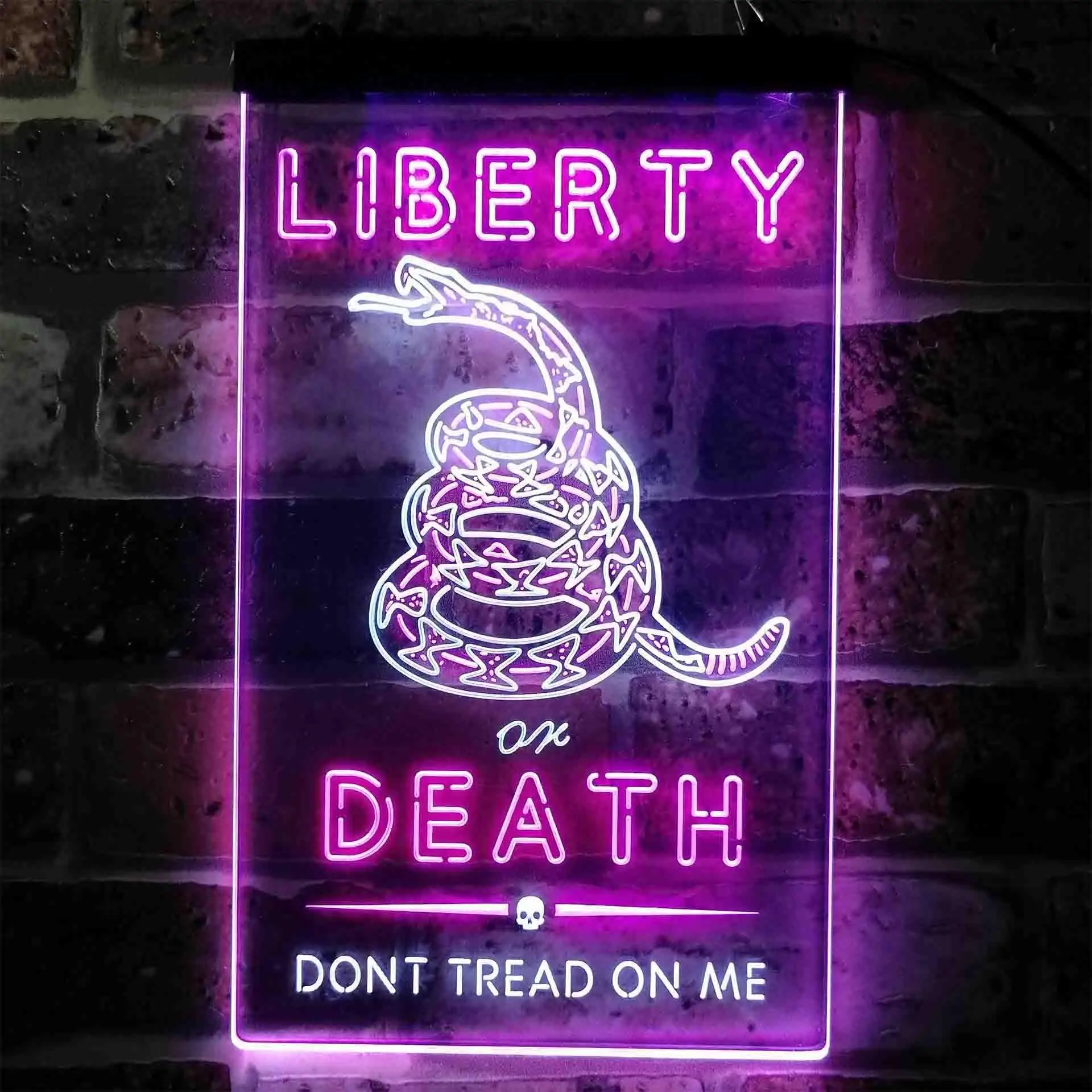 Don't Treat on Me Liberty or Death Snake Dual Color Led Neon Sign st6-i3922